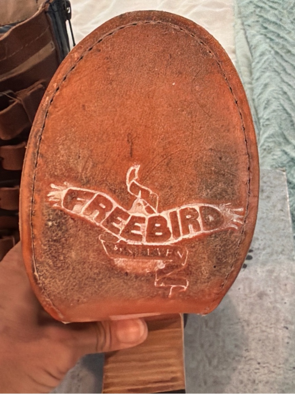 freebird Tan Multi-Buckle Peep-Toe Lace-Up Bootie - Picture 3 of 3